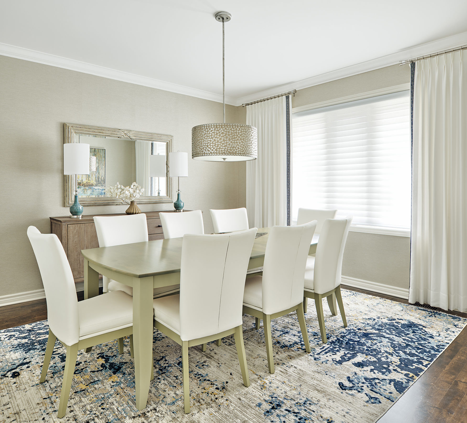 Dining Room with Neutral Gray Walls