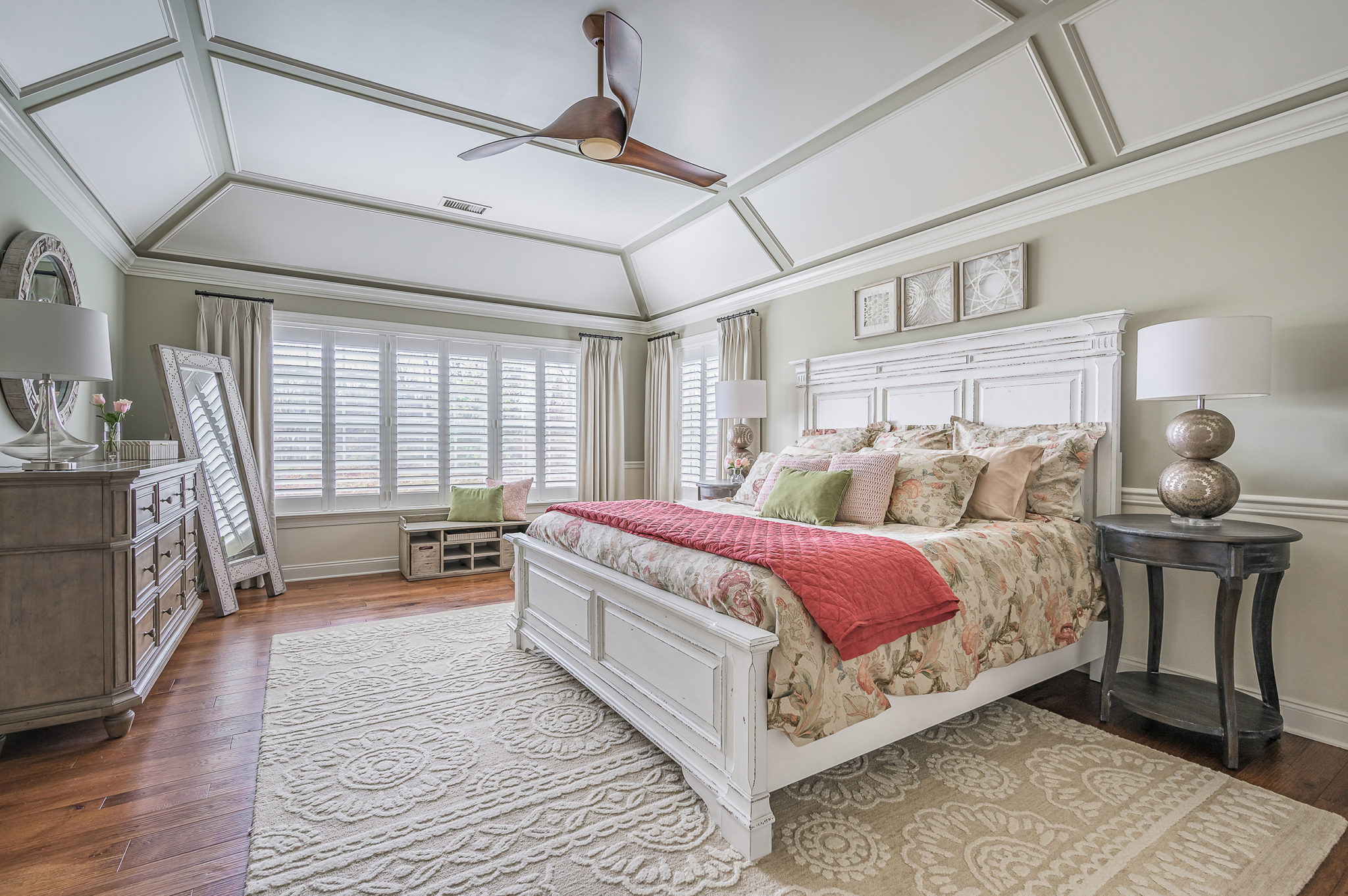 Bedroom with Pink Bedding Runner