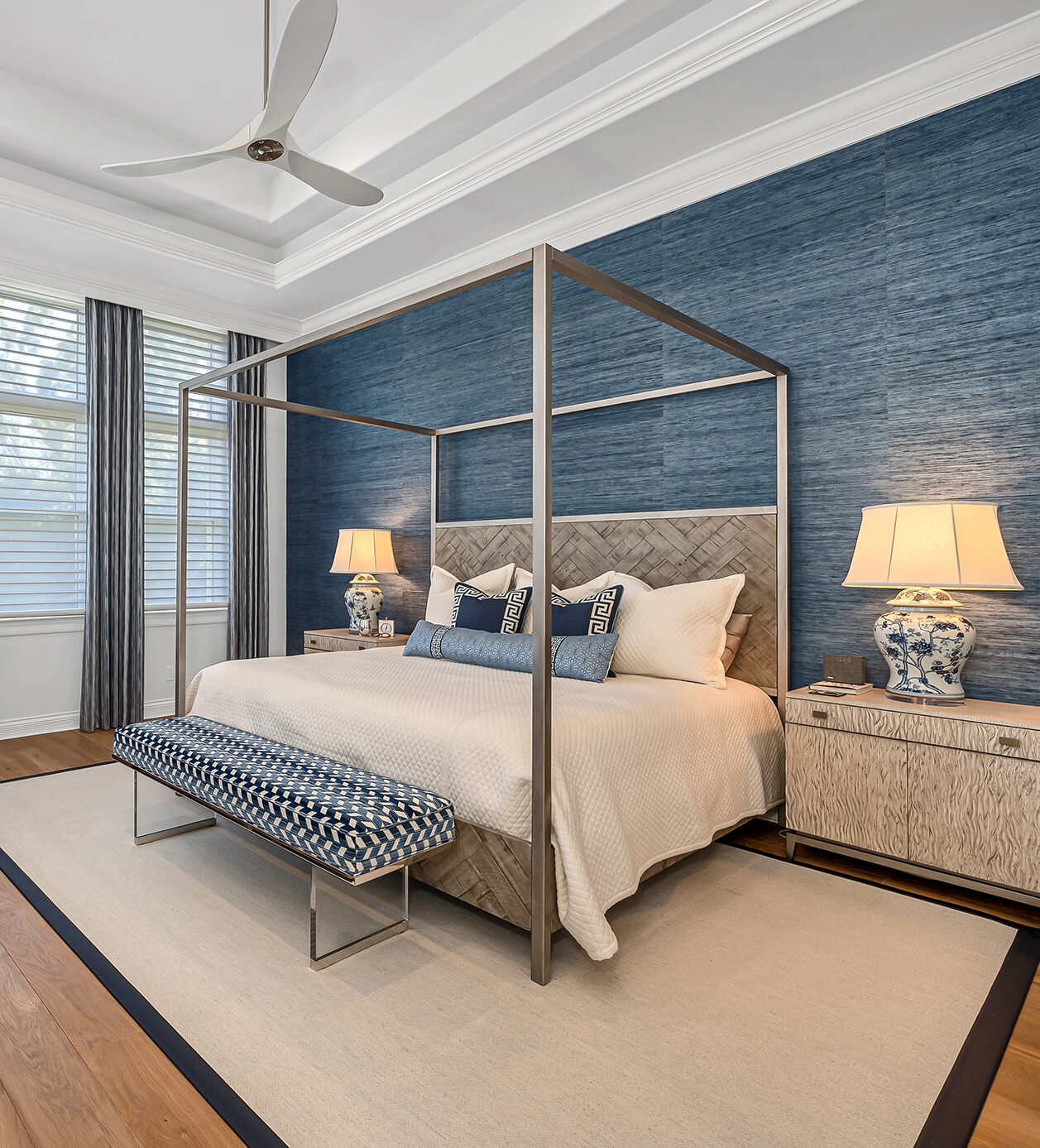 Mediterranean coastal master bedroom in Melbourne Beach.